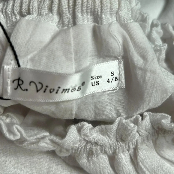 R.Vivimos crinkle embroidered,balloon sleeve dress, off shoulders,coastal,boho - Picture 9 of 13